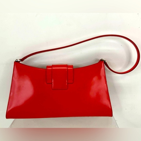 SALVATORE FERRAGAMO Vintage Red Leather Shoulder Bag - Red with Silver Hardware - Picture 6 of 8